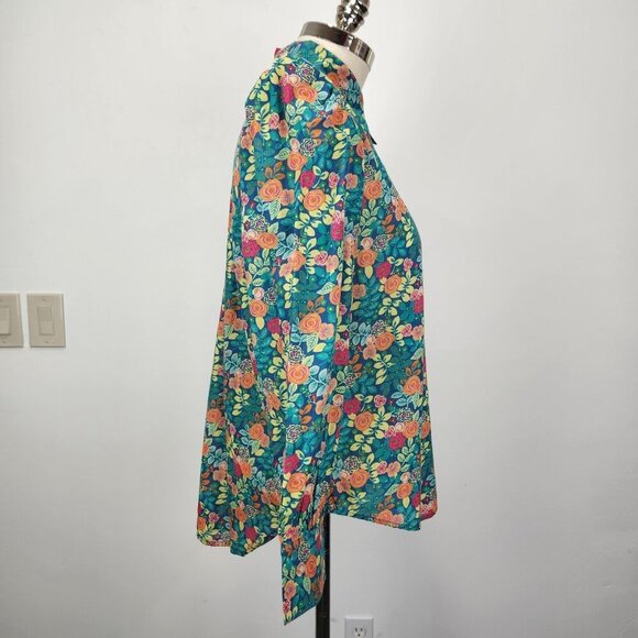 Sundance Rosie Vines Puff Sleeve Blouse M Multicolor Button Up Cottage Prairie - Picture 4 of 10